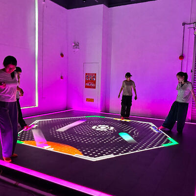 Good price Aurora Motion Interactive LED Floor Game with 21-inch Touch Console and 86-inch Large Screen Featuring 6 Selectable Games online