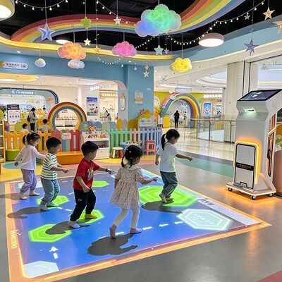 Quality 4100 Lumens Mobile Interactive Floor Projector with Radar Sensing and Caster Wheels for All-in-One Floor Projection Machine factory