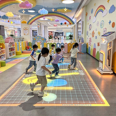 Quality 4100 Lumens Mobile Interactive Floor Projector with Radar Sensing and Caster Wheels for Indoor Commercial Amusement Parks factory