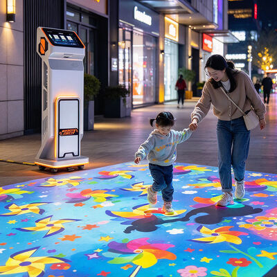 Quality 4100 Lumens Interactive Floor Projector with Radar Sensing and Caster Wheels for Mobile Interactive Floor Projection Machine factory