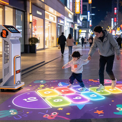 Quality 4100 Lumens Radar Sensing Mobile Interactive Floor Projector with Caster Wheels for All-in-One Floor Projection Game Machine factory