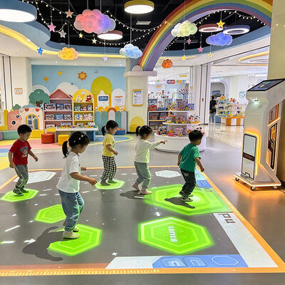 Quality 4100 Lumens Mobile Interactive Floor Projector with Educational Puzzle Games and Caster Wheels for Indoor Commercial Amusement Parks factory